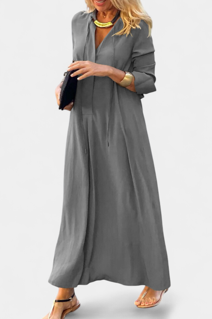 Verónica Vestido Manga Larga Escote en V Colección Exclusiva
