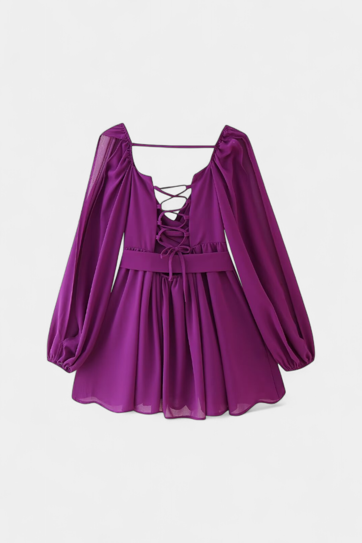 Skylar Vestido Mini Con Escote V Mangas Vaporosas Colección