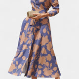 Samaria Vestido Midi Botones Cuello Floral Exclusiva