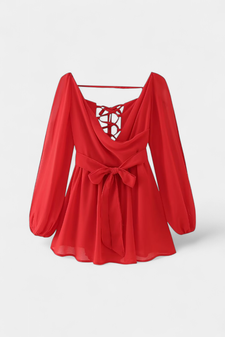 Skylar Vestido Mini Con Escote V Mangas Vaporosas Colección