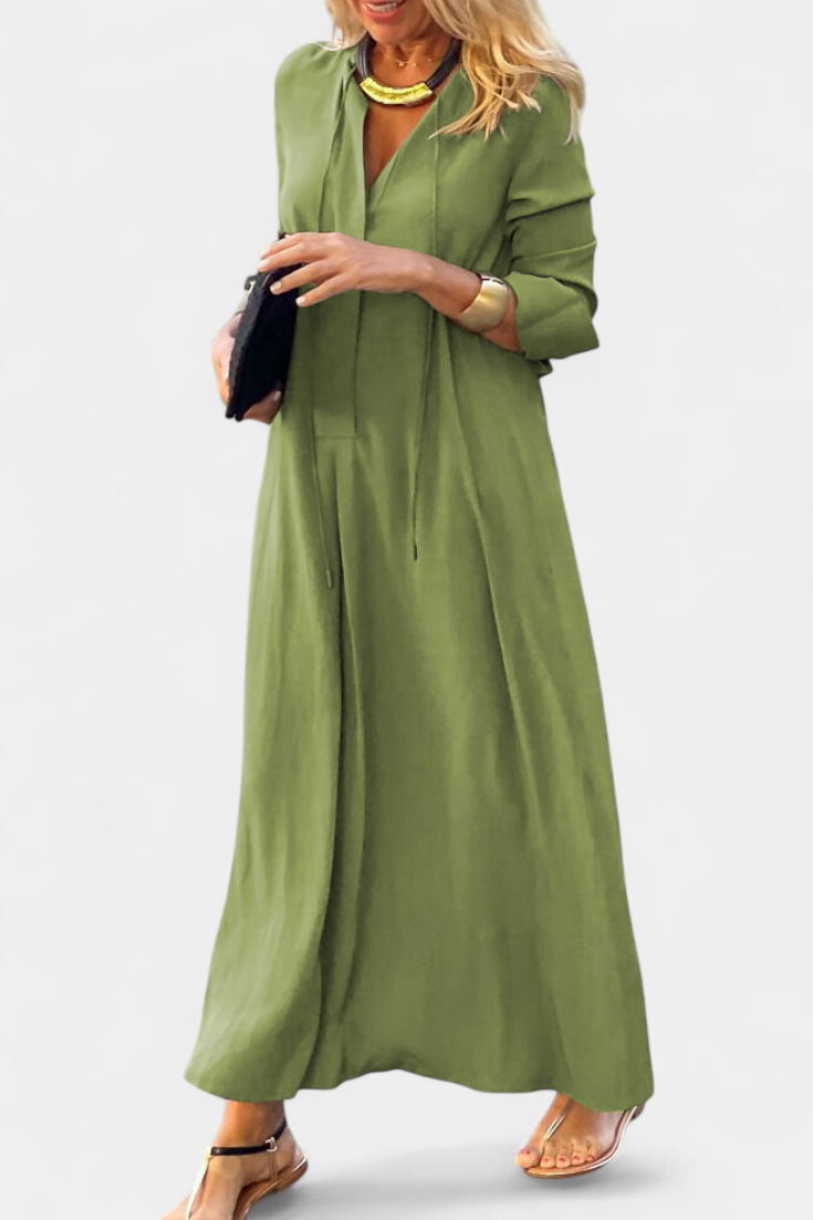 Verónica Vestido Manga Larga Escote en V Colección Exclusiva
