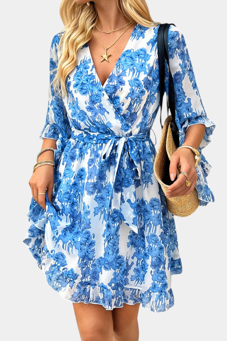 Besa Vestido Mini Floral Impreso Silueta Fluida Exclusivo