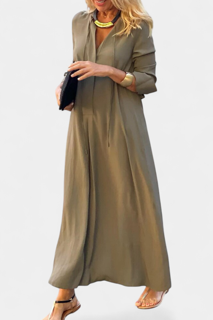 Verónica Vestido Manga Larga Escote en V Colección Exclusiva