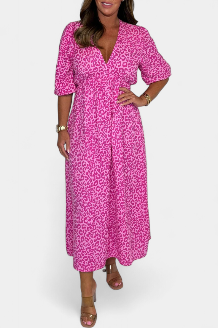 Ercilia Vestido Midi Estampado Exclusivo Manga Globo
