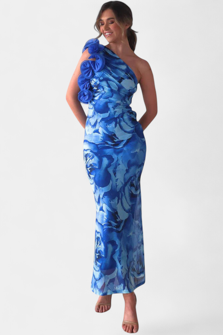 Maëlle Vestido Midi Un Hombro Tela Premium Exclusivo