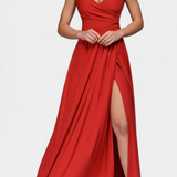 Rocío Vestido Largo Drapeado Frontal Cruzado Exclusiva