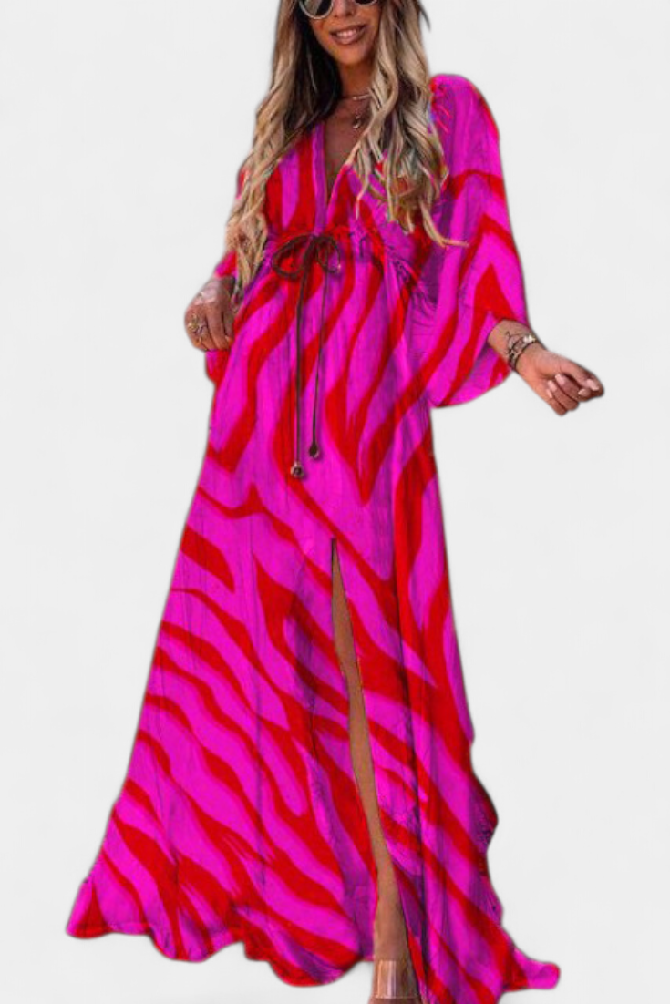 Joelle Vestido Maxi Arcoíris Manga Murciélago Privado