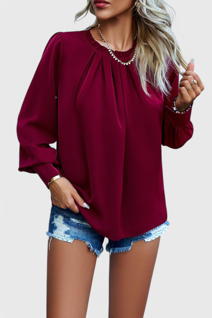 Dottie Top Manga Larga Cuello Encaje Premium Edición