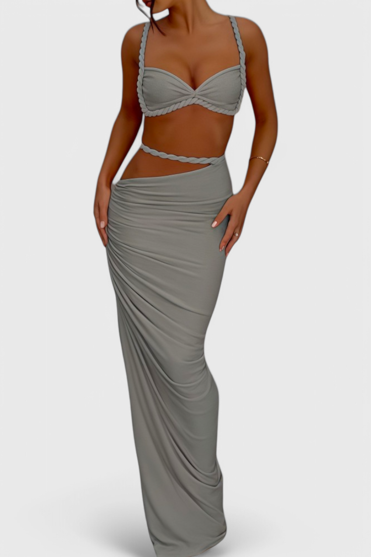 Estela Conjunto De Falda Chiffon Plisado Exclusiva