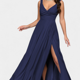 Rocío Vestido Largo Drapeado Frontal Cruzado Exclusiva
