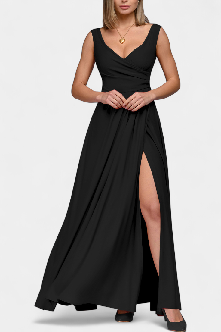 Rocío Vestido Largo Drapeado Frontal Cruzado Exclusiva