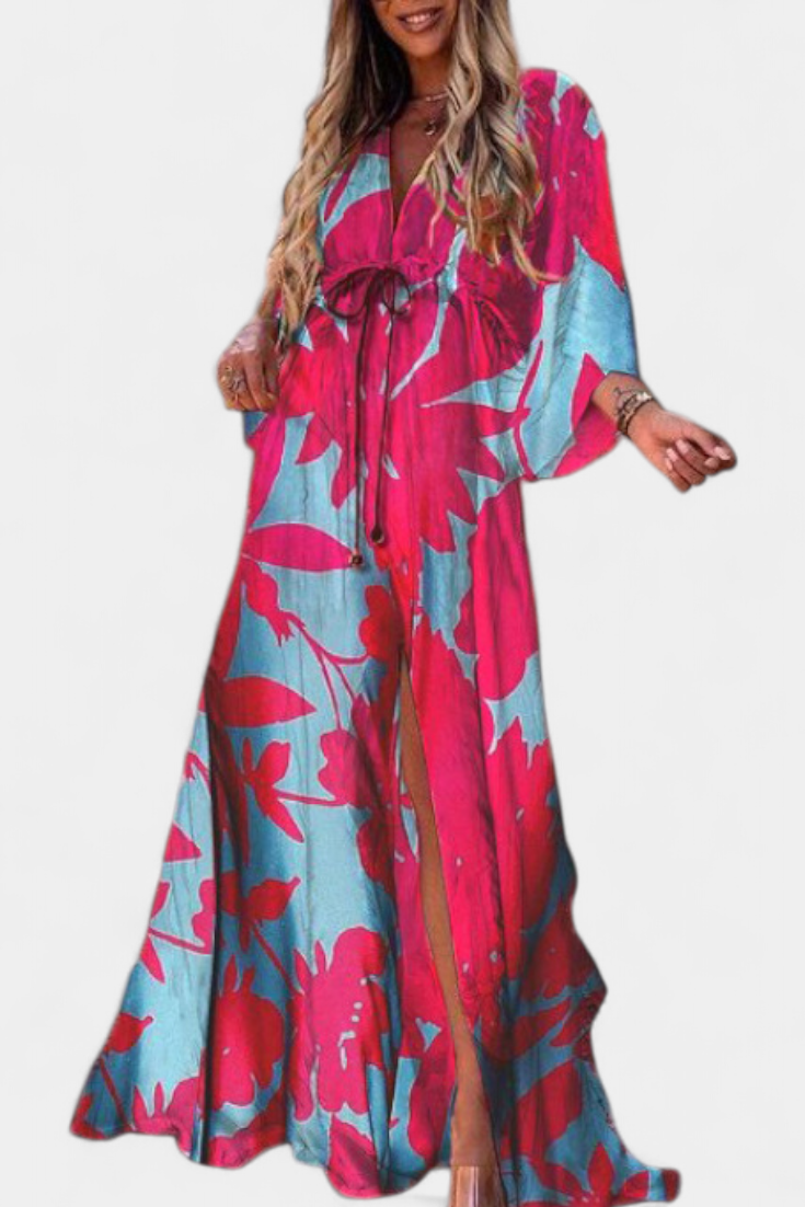 Joelle Vestido Maxi Arcoíris Manga Murciélago Privado