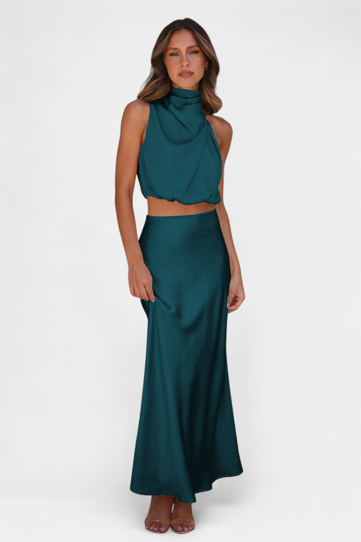 Hanna Colección Conjunto Drapeado Halter Sin Espalda Edición