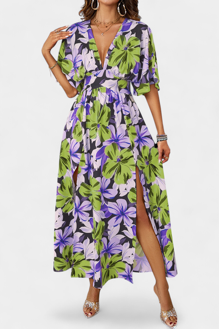 Julie Vestido Largo Colección Floral Cruzado Elite Premium