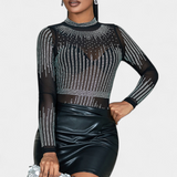 Antonella Body Malla Transparente Brillos Elite Colección
