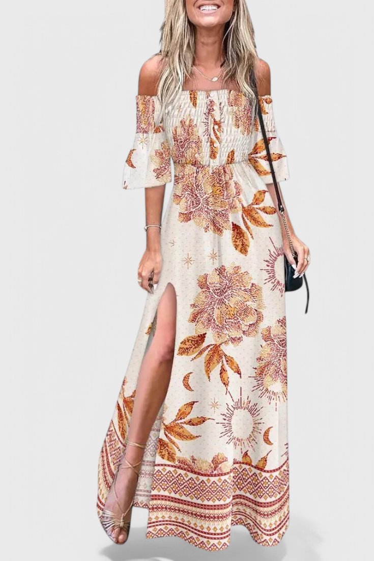 Giulia Vestido Maxi Floral Hombros Descubiertos Colección
