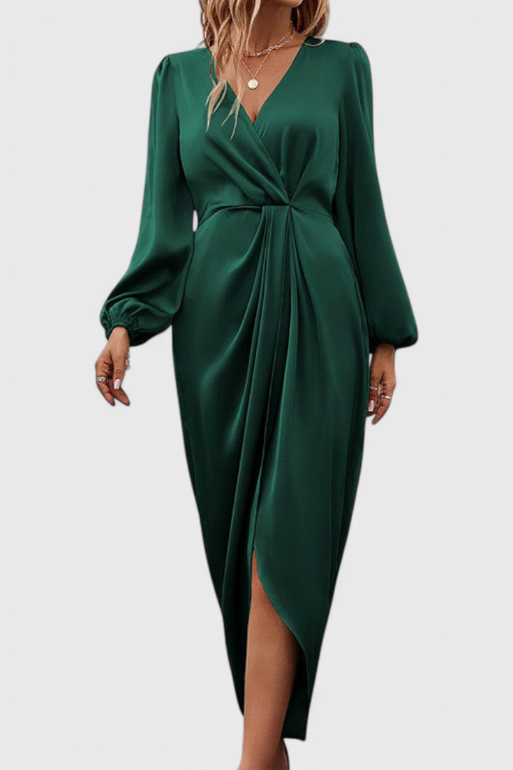 Giada Vestido Largo Seda Privada Escote V Abertura Lateral