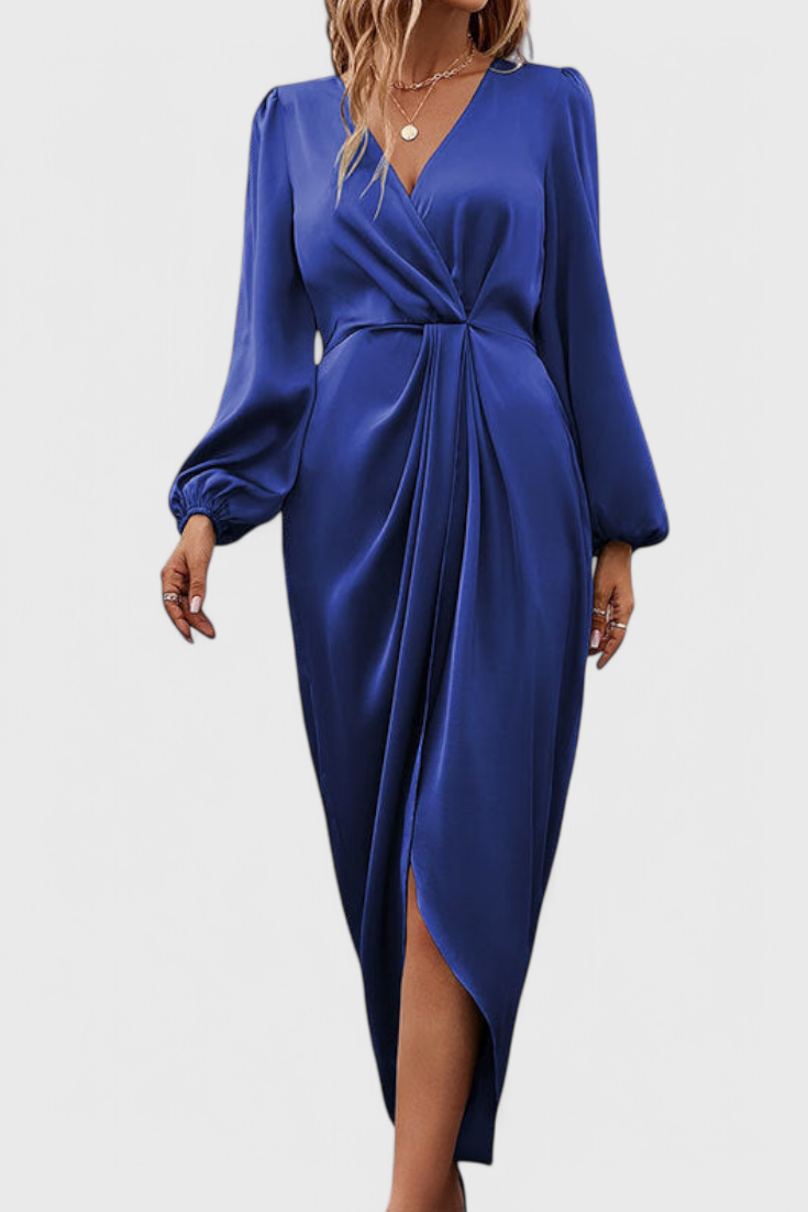 Giada Vestido Largo Seda Privada Escote V Abertura Lateral