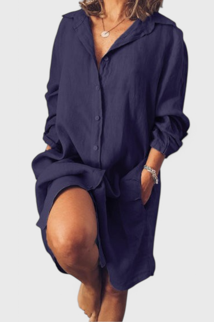 Marlene Vestido Camisa De Lino Longline Colección Exclusiva