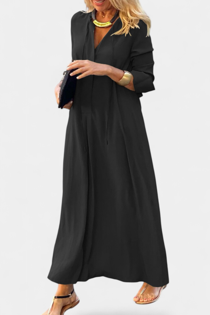 Verónica Vestido Manga Larga Escote en V Colección Exclusiva