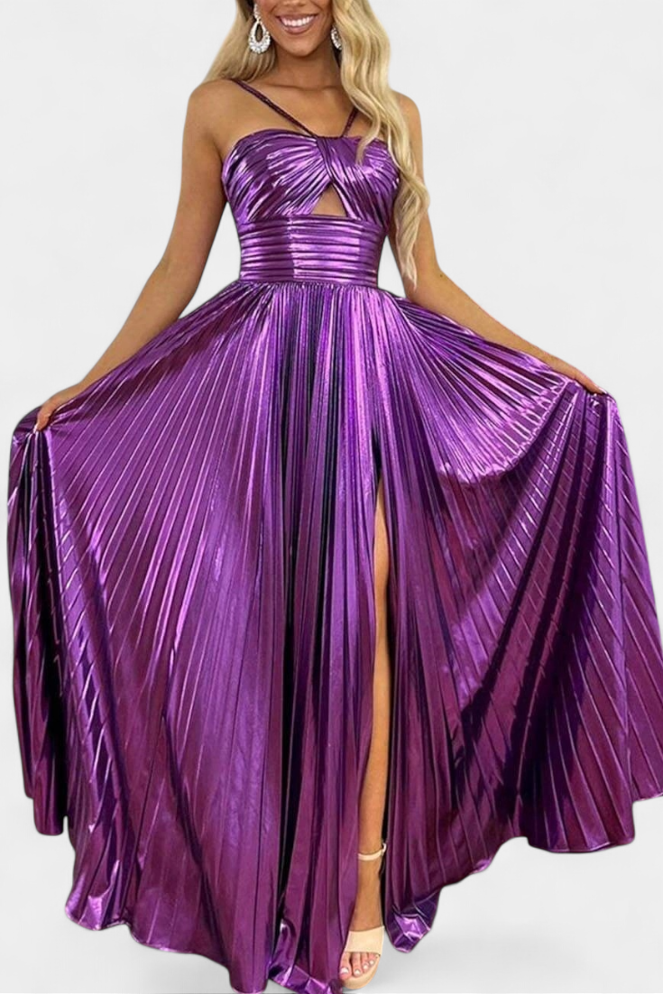 Aikaterini Vestido Maxi Metálico Cuello Cruzado Edición