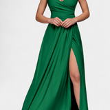 Rocío Vestido Largo Drapeado Frontal Cruzado Exclusiva