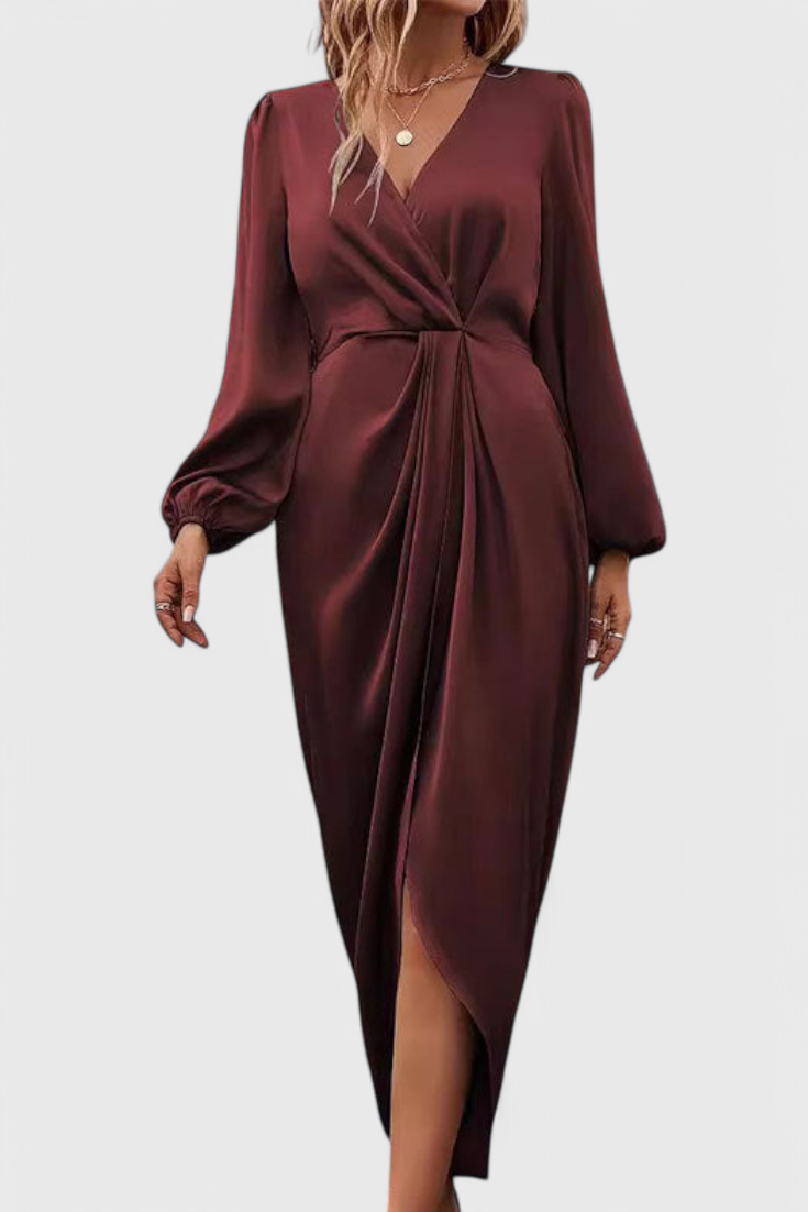 Giada Vestido Largo Seda Privada Escote V Abertura Lateral