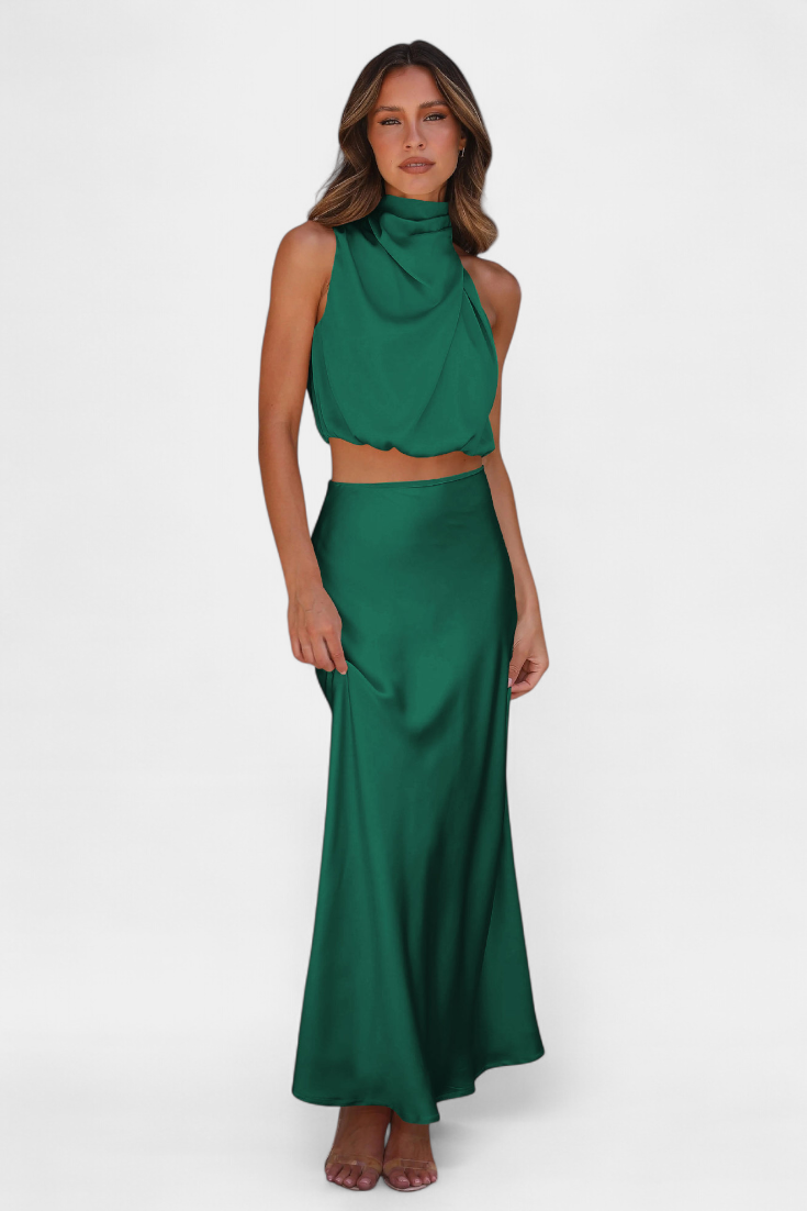 Hanna Colección Conjunto Drapeado Halter Sin Espalda Edición