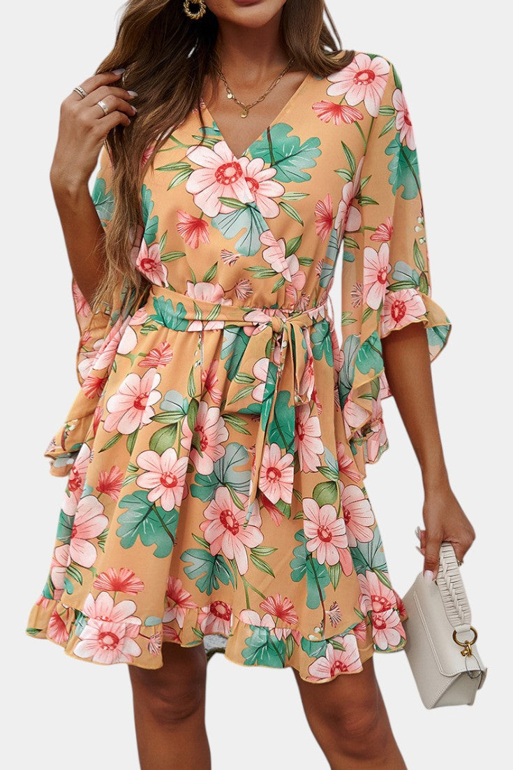 Besa Vestido Mini Floral Impreso Silueta Fluida Exclusivo
