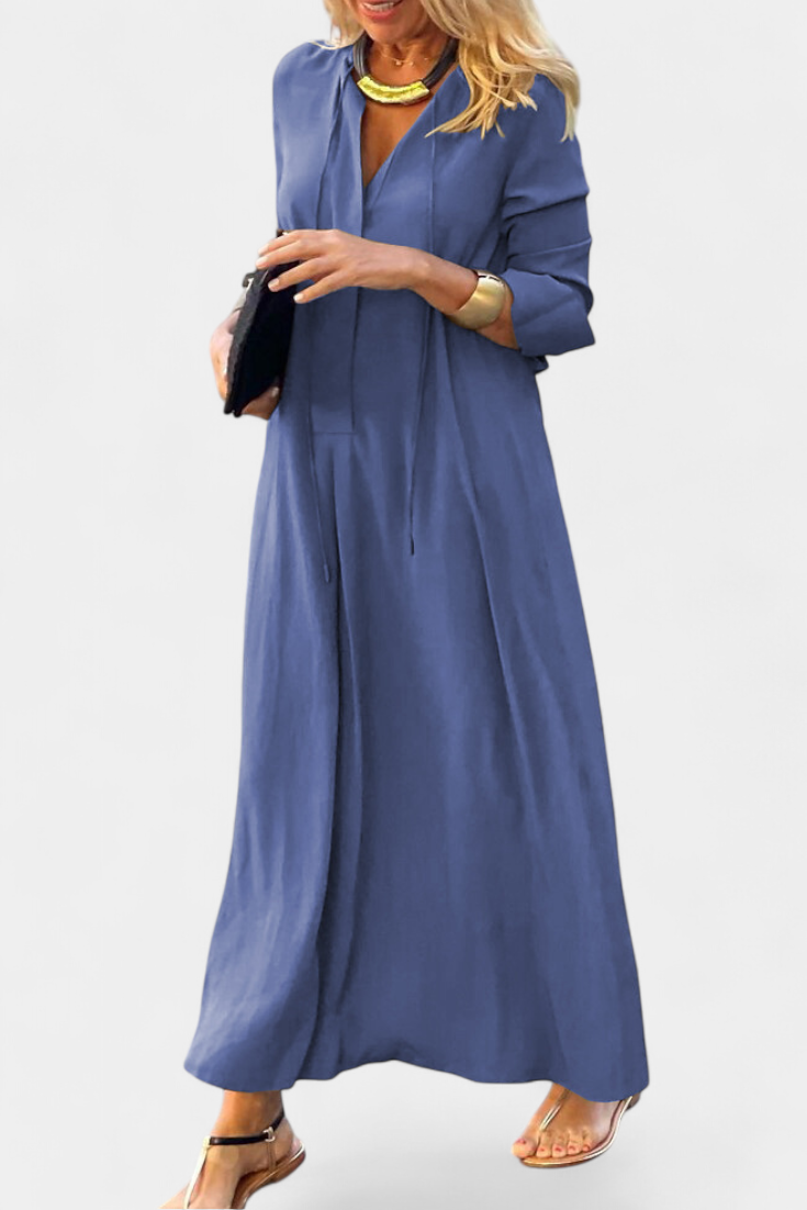 Verónica Vestido Manga Larga Escote en V Colección Exclusiva
