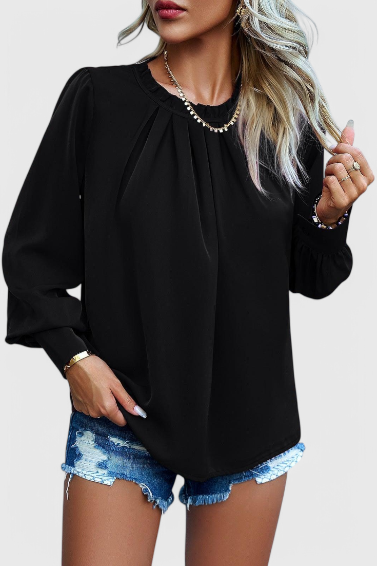 Dottie Top Manga Larga Cuello Encaje Premium Edición