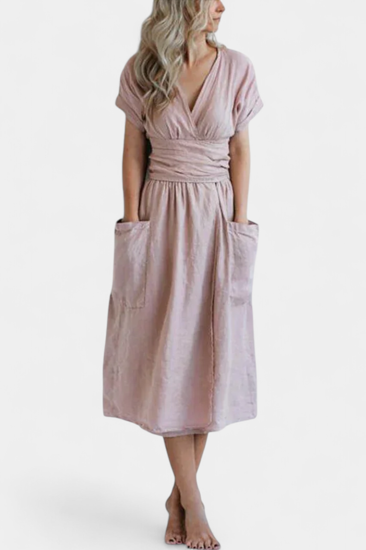 Cressida Vestido Algodón Escote V Cintura Ajustable Edición