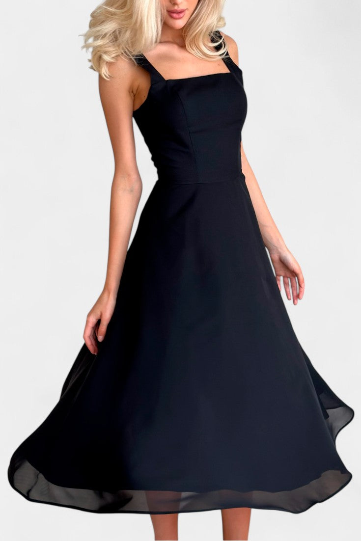 Mary Vestido Midi Aline Sin Mangas Colección Lujo Exclusiva