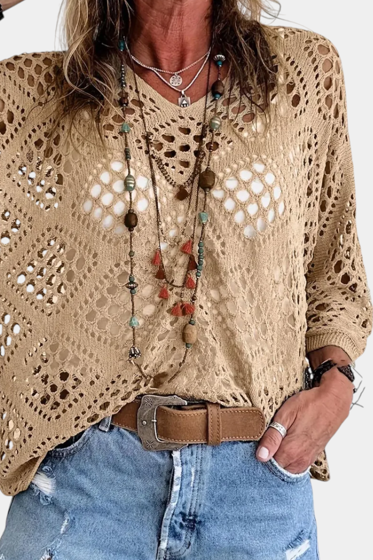 Fern Blusa de Encaje Poliéster Colección Exclusiva Limitada