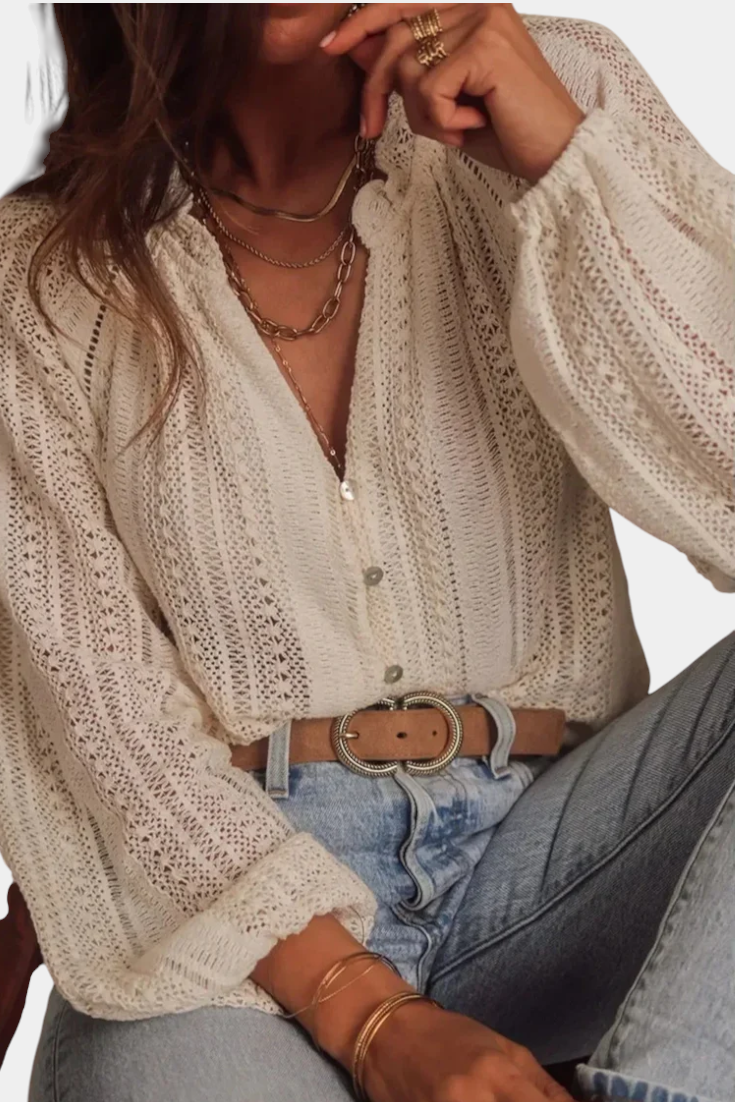 Blusa Hanalei Encaje Vintage Algodón Colección Exclusiva