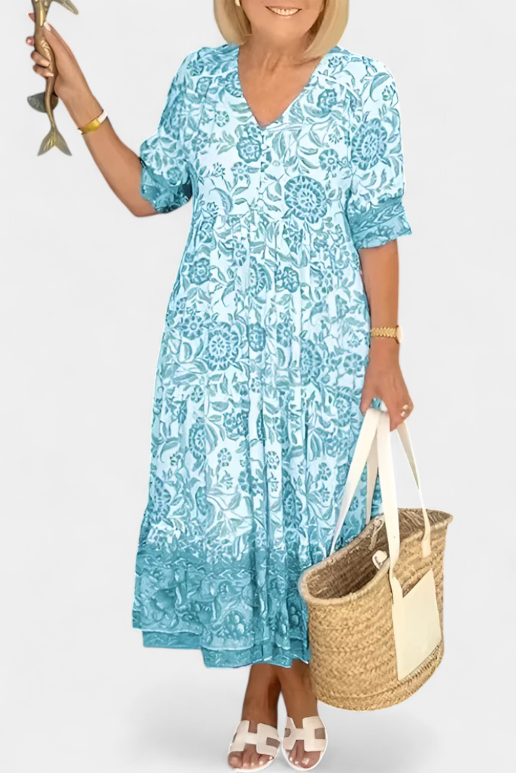 Elcira Vestido Bohemio Floral Mediterráneo Edición Limitada