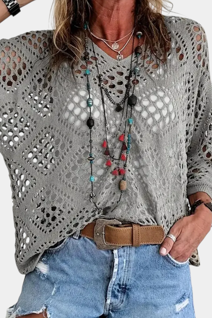 Fern Blusa de Encaje Poliéster Colección Exclusiva Limitada