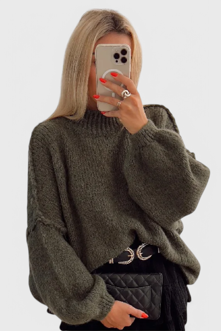 Cassia Jersey de Punto Oversized con Mangas Globo Exclusivo