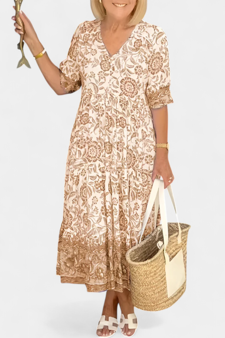 Elcira Vestido Bohemio Floral Mediterráneo Edición Limitada