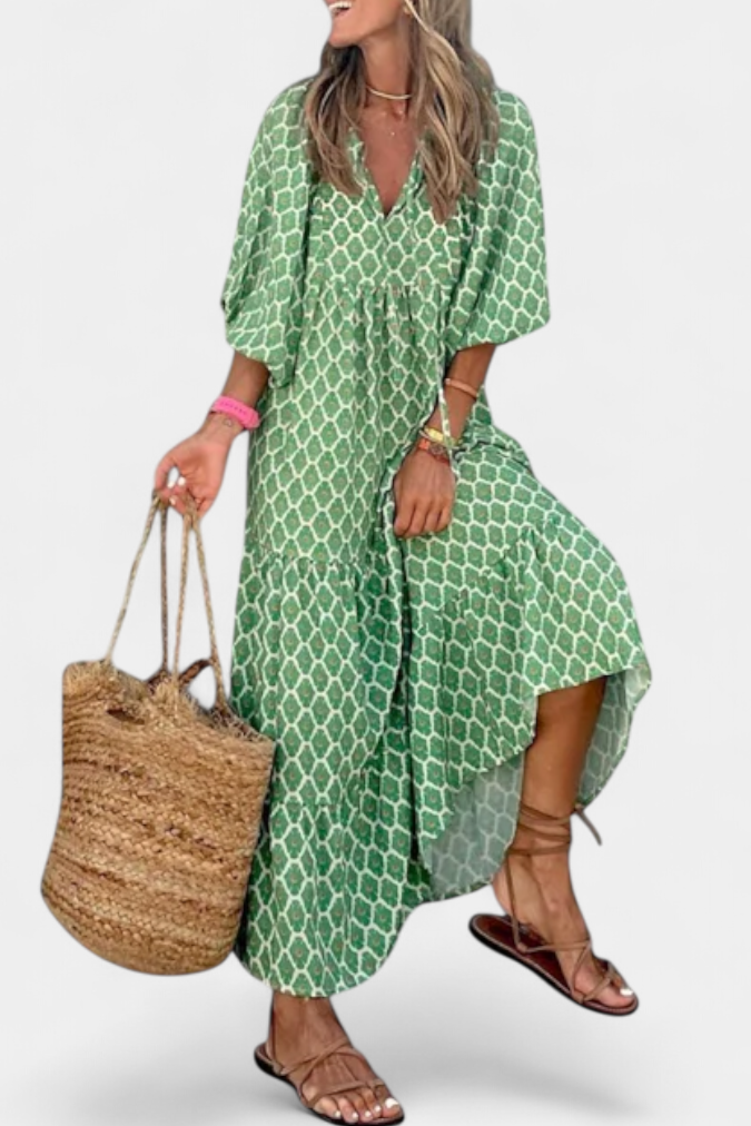Aroa Vestido Boho Estampado Artístico Colección Limitada
