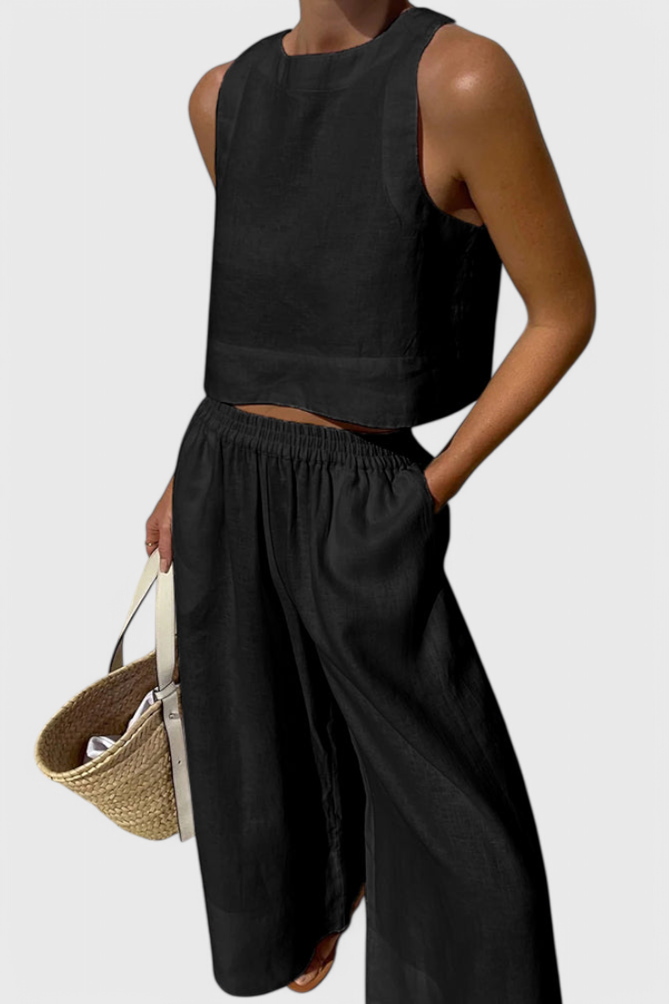 Avelina Conjunto Minimalista Algodón Y Lino Exclusivo