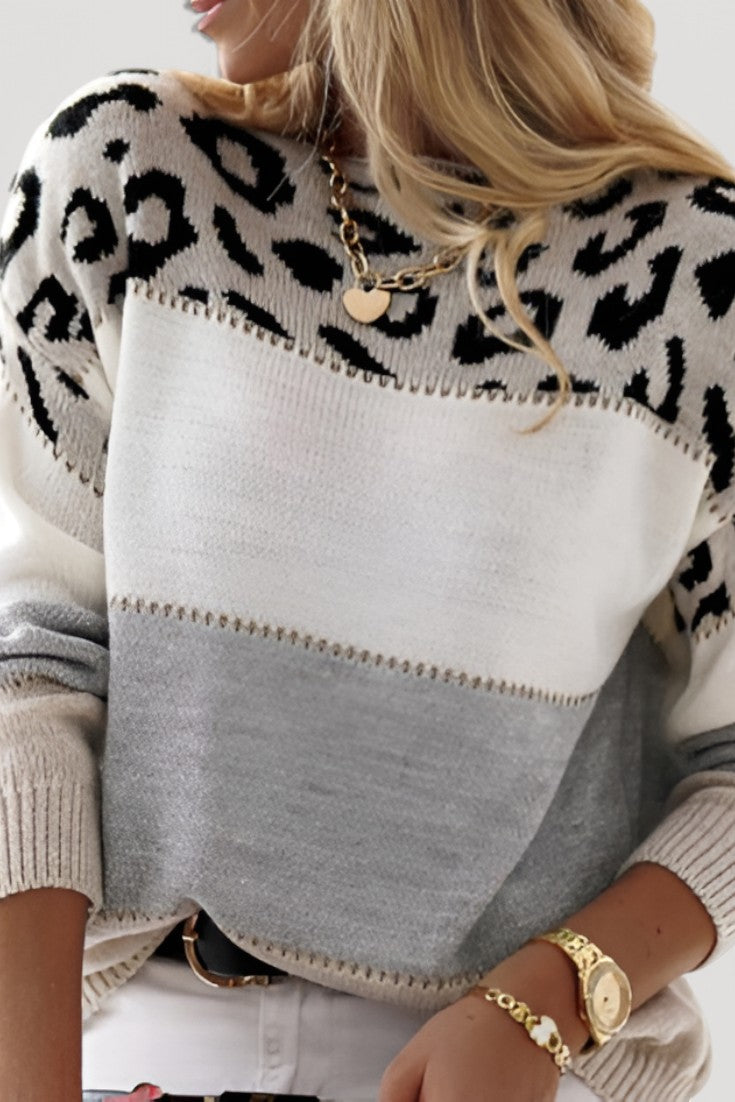 Sophie Jersey De Punto Patrón Juguetón Leopardo Exclusiva