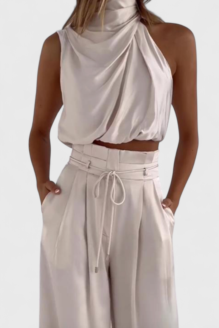 Helira Conjunto Dos Piezas Top Fluido Pantalón Palazzo Élite