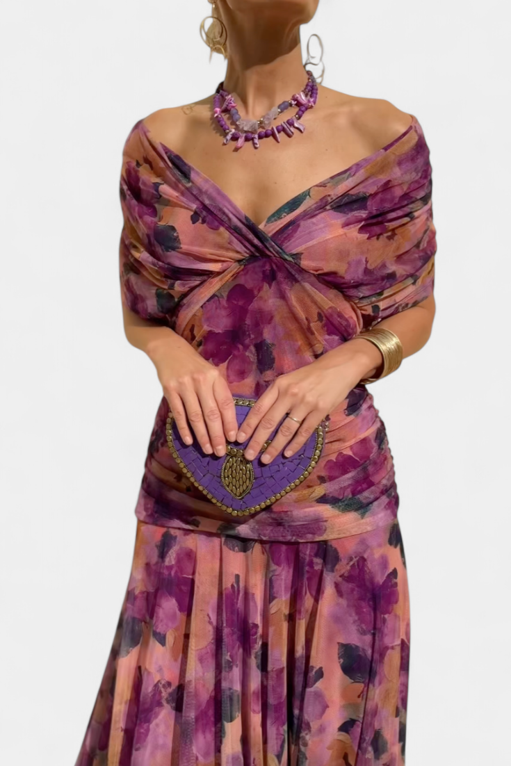 Alondra Vestido Largo Estampado Floral Fantasía Exclusivo