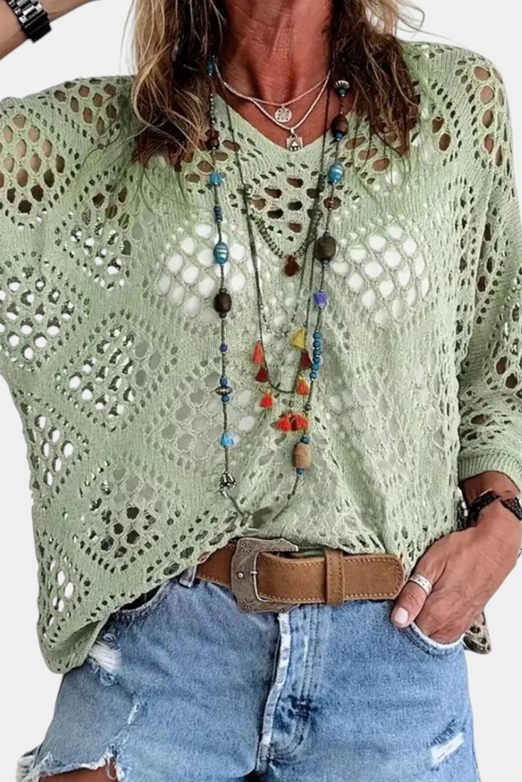 Fern Blusa de Encaje Poliéster Colección Exclusiva Limitada