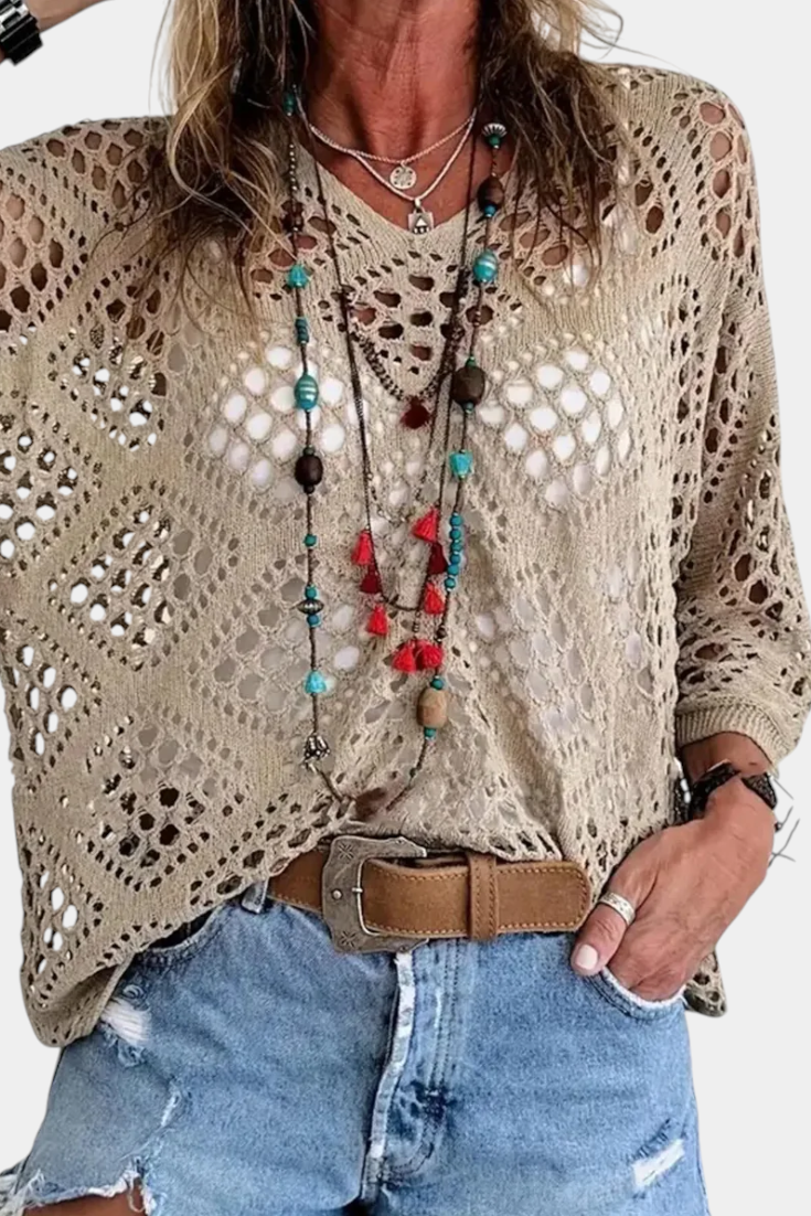 Fern Blusa de Encaje Poliéster Colección Exclusiva Limitada