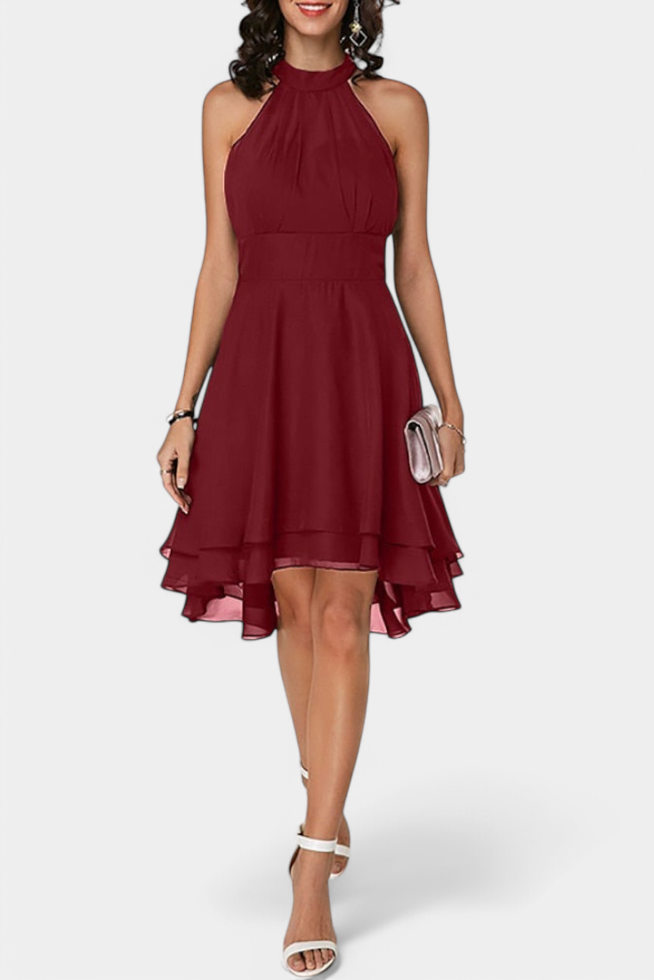 Anouk Vestido de Gasa con Volantes Entallado Exclusivo