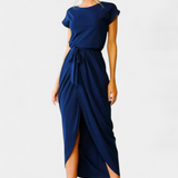Clarissa Vestido Midi Envolvente Abertura Lateral Exclusivo