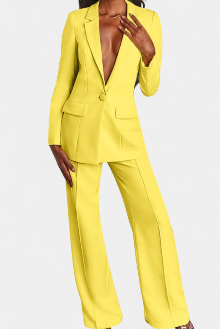 Marnie Conjunto a Medida Blazer y Pantalones de Pierna Ancha