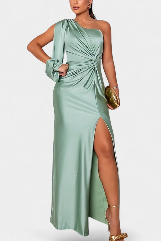 Charlotte Vestido Asimétrico Drapado Seda Exclusivo